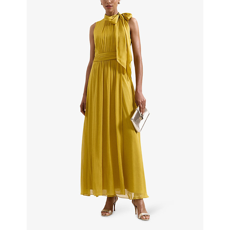 Womens Blaise Tie-Neck Silk Maxi Dress