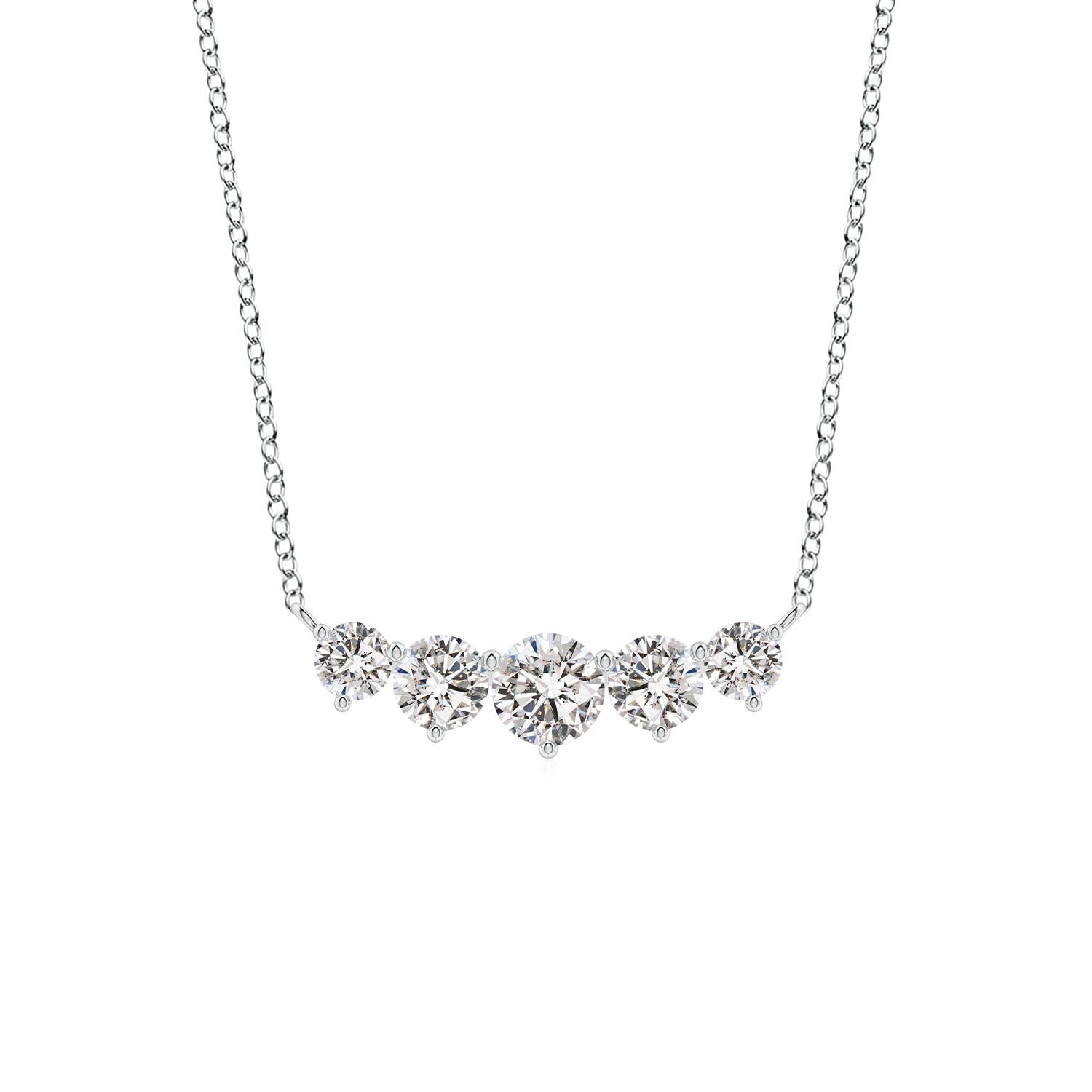 Angara 0.5 Carat Graduated Five Stone Round Diamond Necklace in Platinum