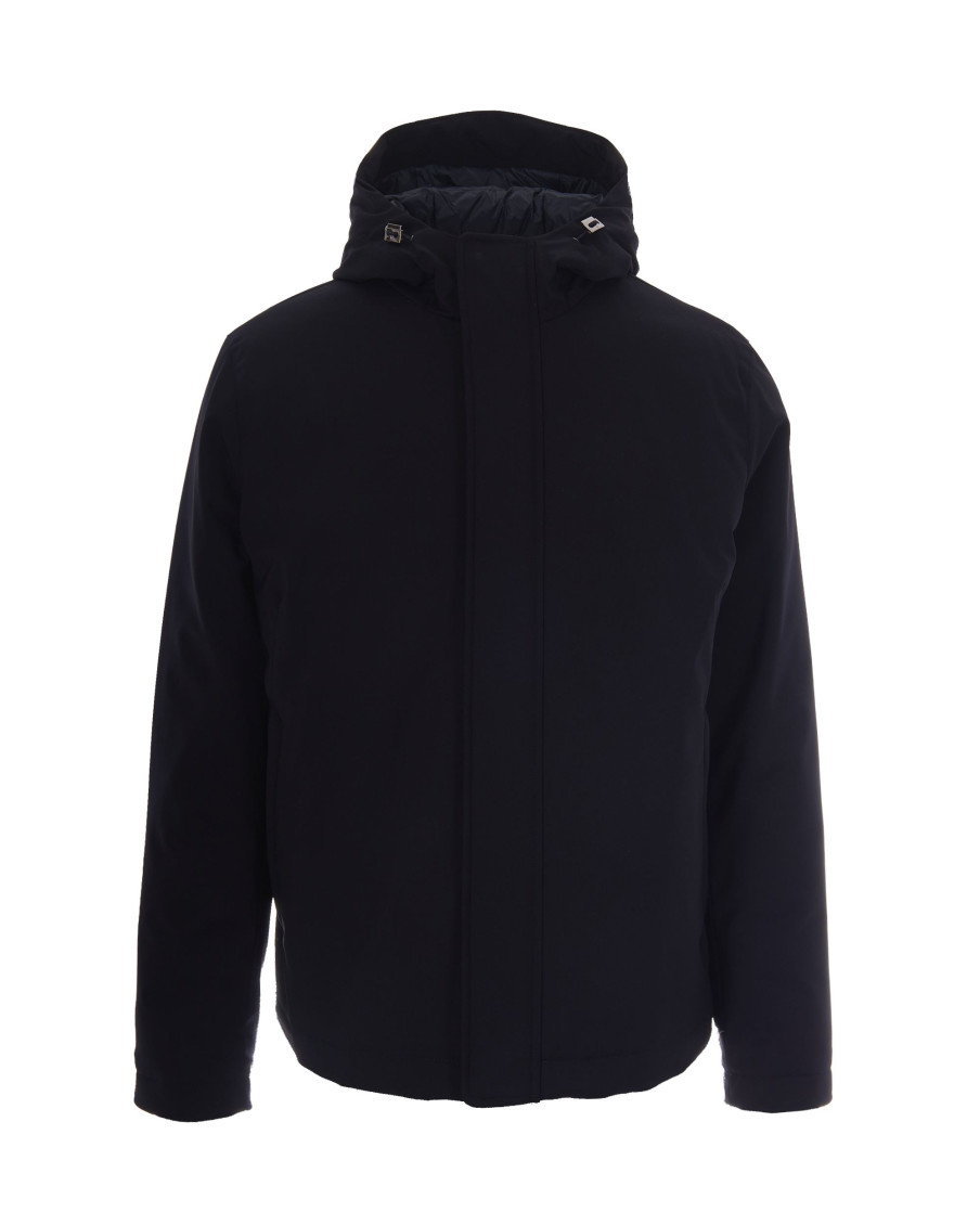 Dark Blue Solid Hood Jacket