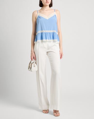 P. a.r. o.s. h. Woman Top Light blue Size M Silk, Elastane