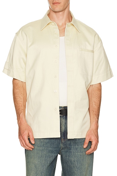 Helmut Lang Short Sleeve Loop Tape Shirt in Cream. - S also in M, L, XL/1X