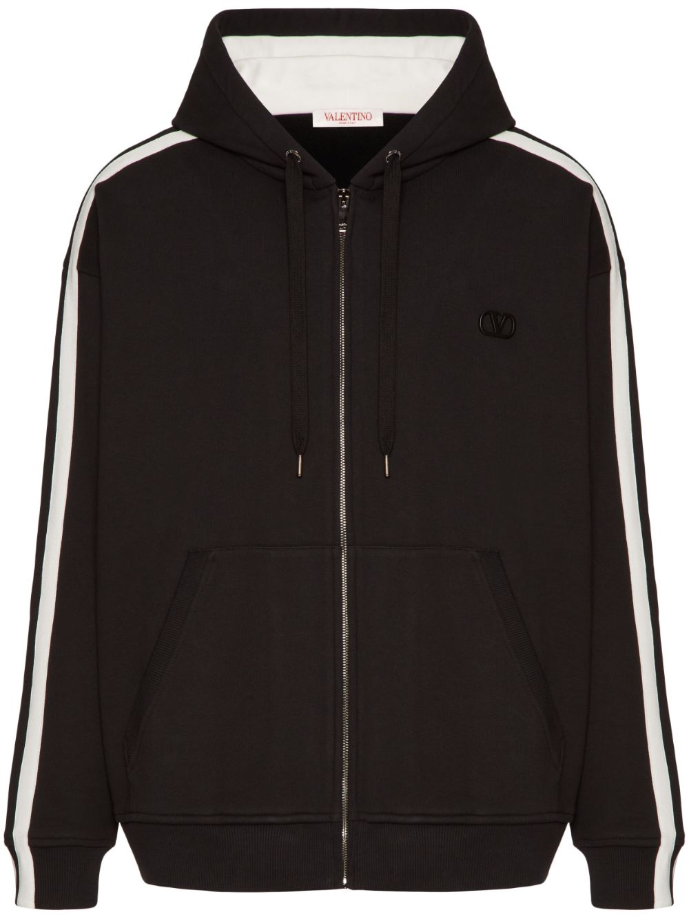VLogo Signature patch zip-up hoodie - Black