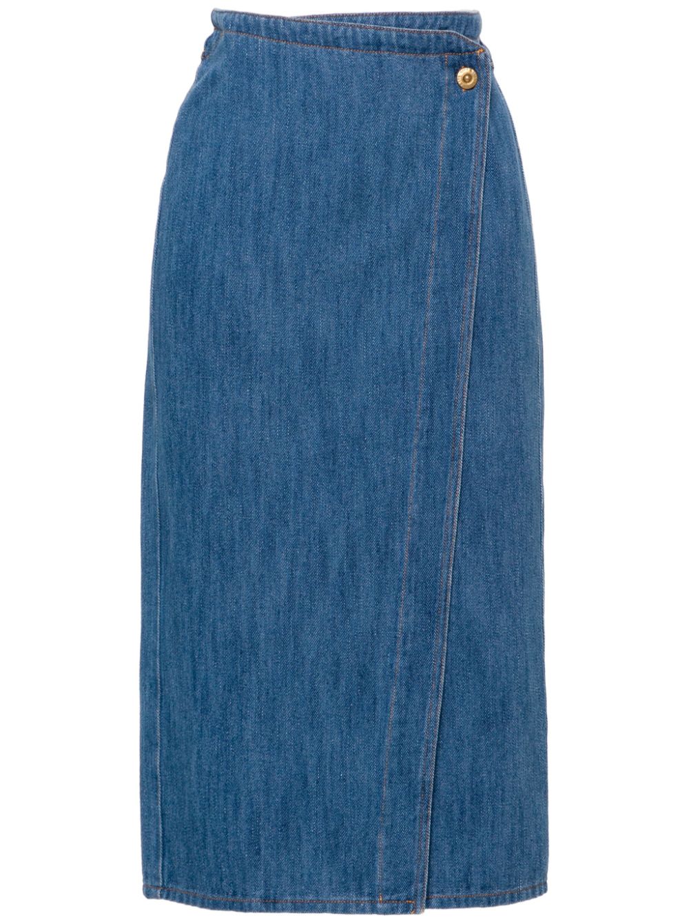 Wrap denim midi skirt - Blue