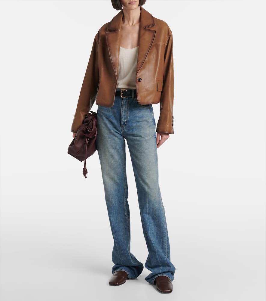 Cropped leather jacket