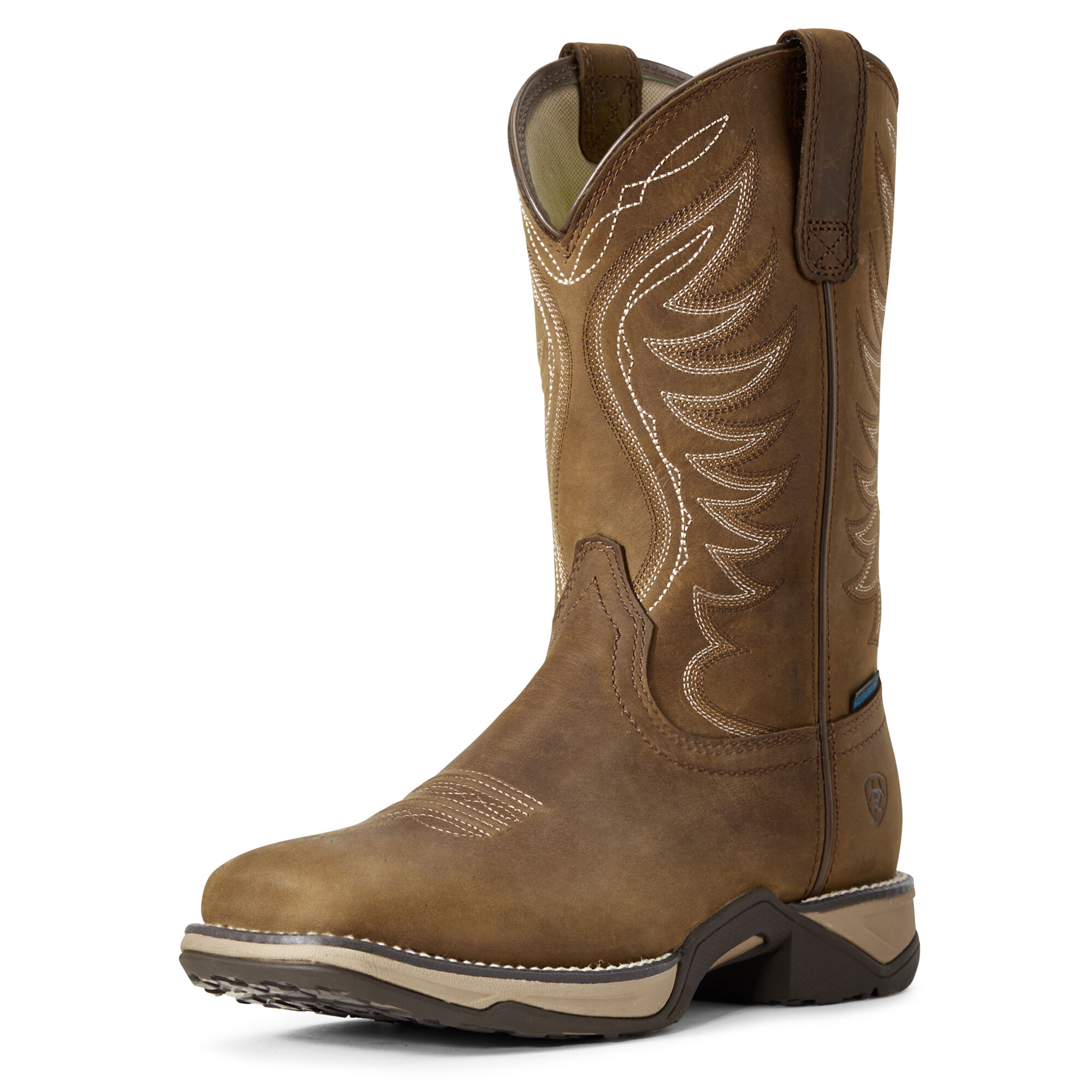 Women's Anthem Waterproof Western Boots in Distressed Brown Leather, B Medium Width