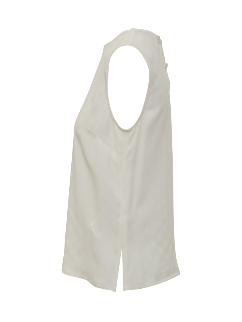 White Jacquard Round Neck Top