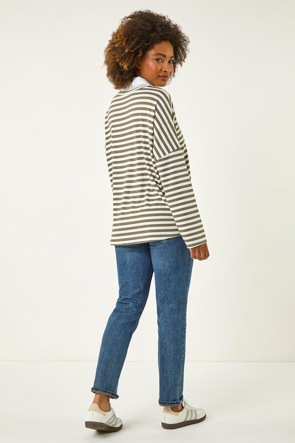 Roman Stripe Print 1 Top In Khaki
