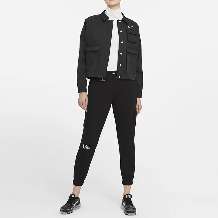 (WMNS) Sportswear Swoosh Slim Fit Bundle Feet Sports Pants/Trousers/Joggers Black