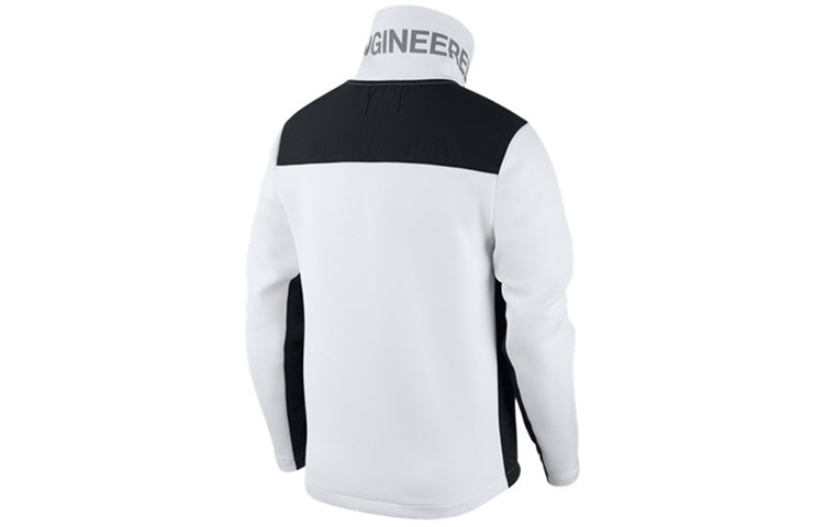 Air 23 Engineered Stand Collar Knit Contrasting Colors Half Zipper White