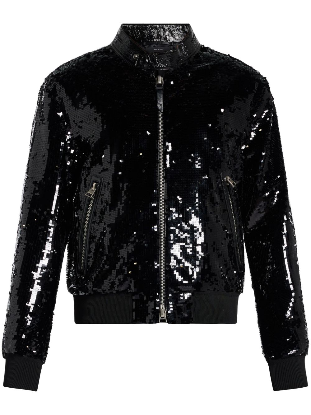 Sequin-embellished bomber jacket - Black