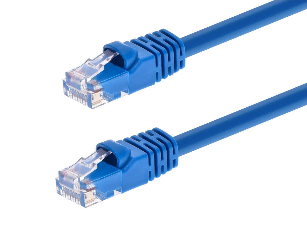Cat6 50ft Blue Patch Cable, UTP, 24AWG, 550MHz, Pure Bare Copper, Snagless RJ45, Fullboot Series Ethernet Cable
