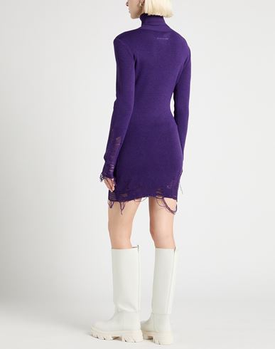 Woman Mini dress Purple Size S Acrylic, Virgin Wool