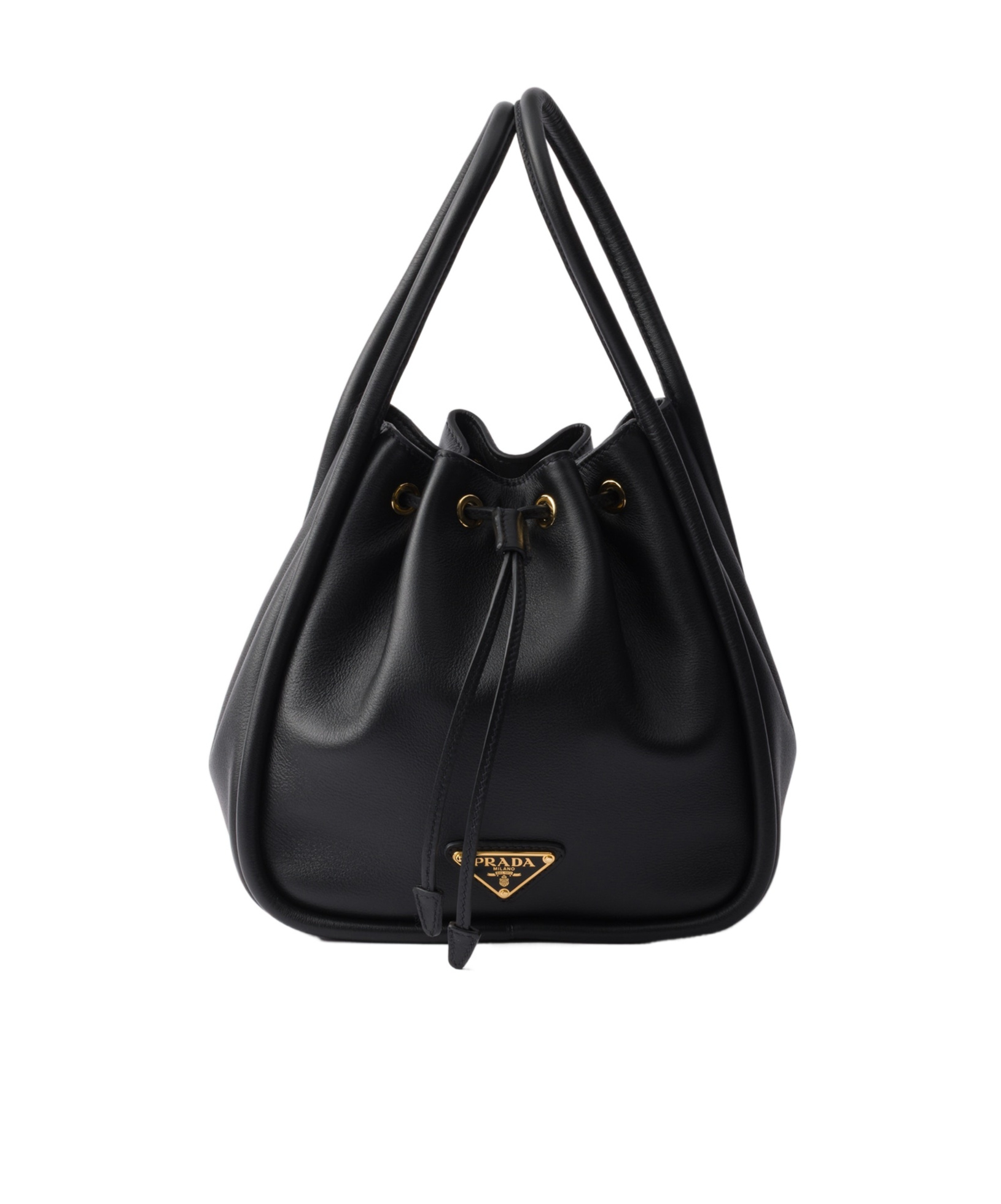 Triangle-Logo Drawstring Bucket Bag