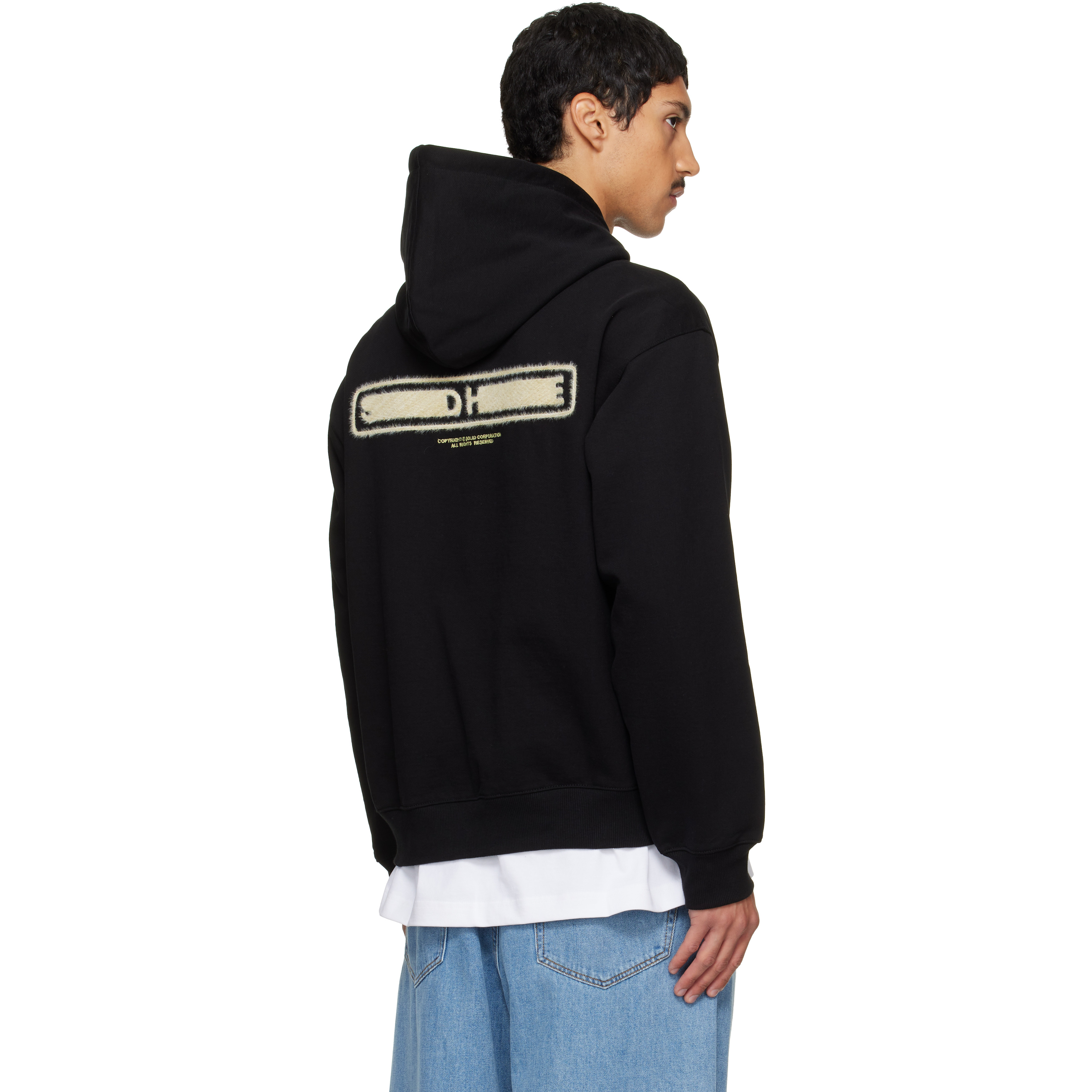 Black Flocked Hoodie