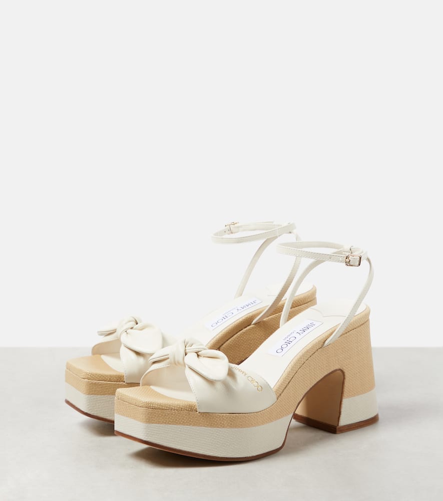 Jimmy Choo Ricia leather and raffia platform sandals