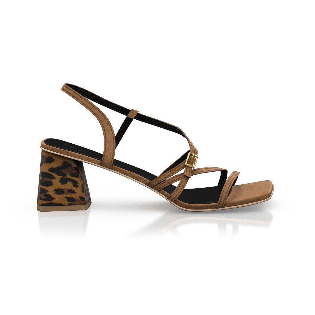 Absatz Schuhe für Damen - Handgemacht in Italien aus Veloursleder Cognac Braun - Selbst gestalten, Mittlerer Absatz, Schnallen, Schlupf - GIROTTI