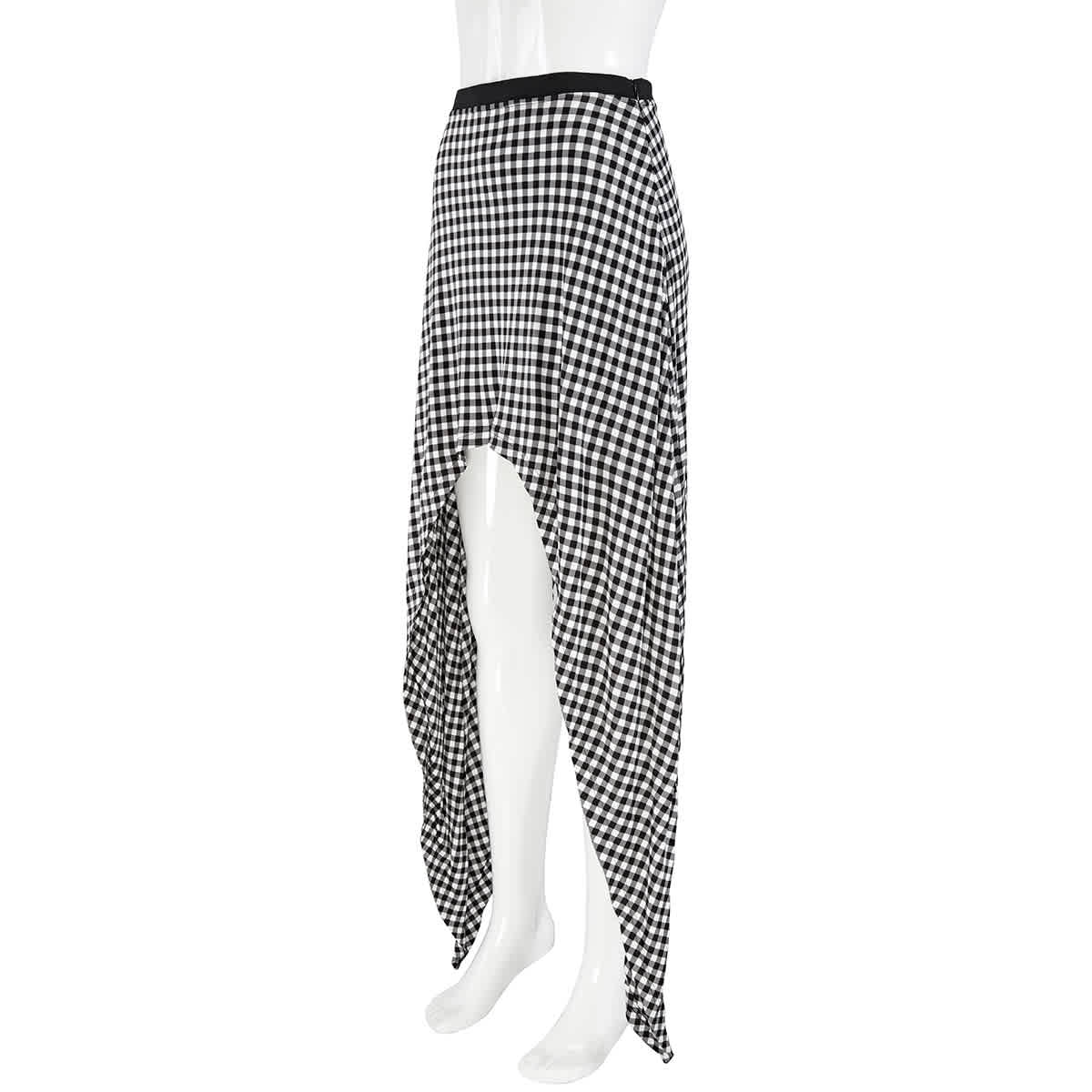 Ladies Black Gingham Check Back Tie Skirt