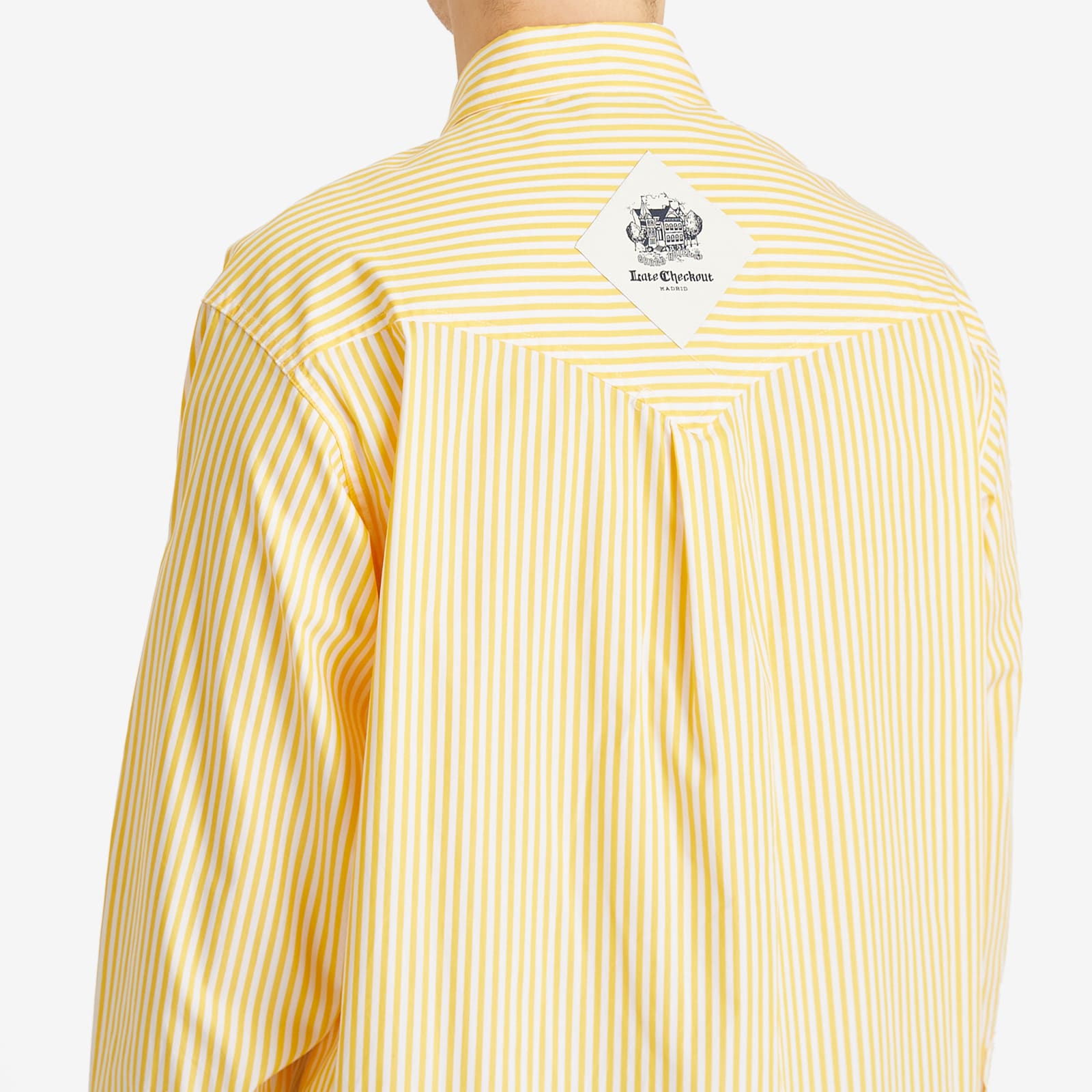 Late Checkout Men's Striped Western Shirt in Yellow/White