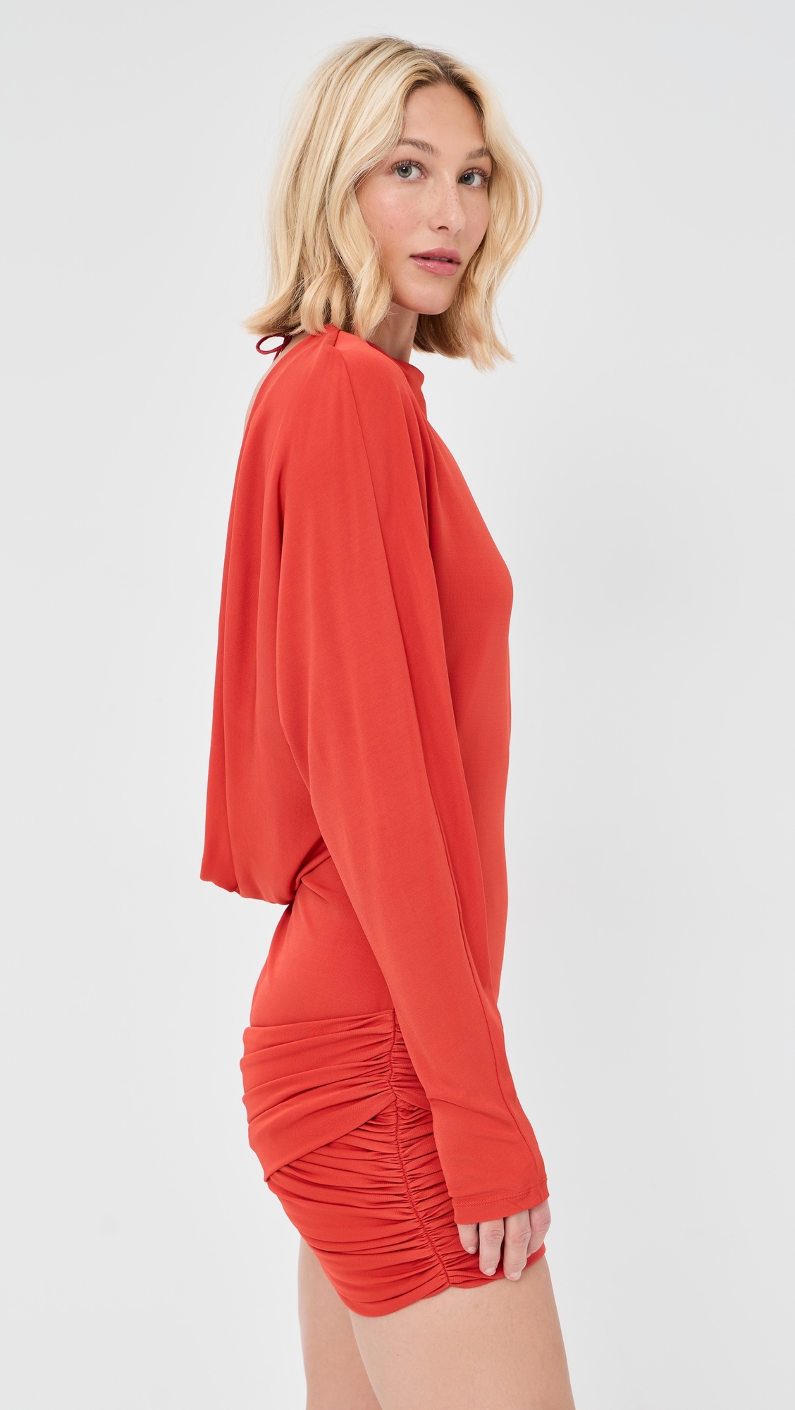 Luna Draped Jersey Mini Dress Tangerine
