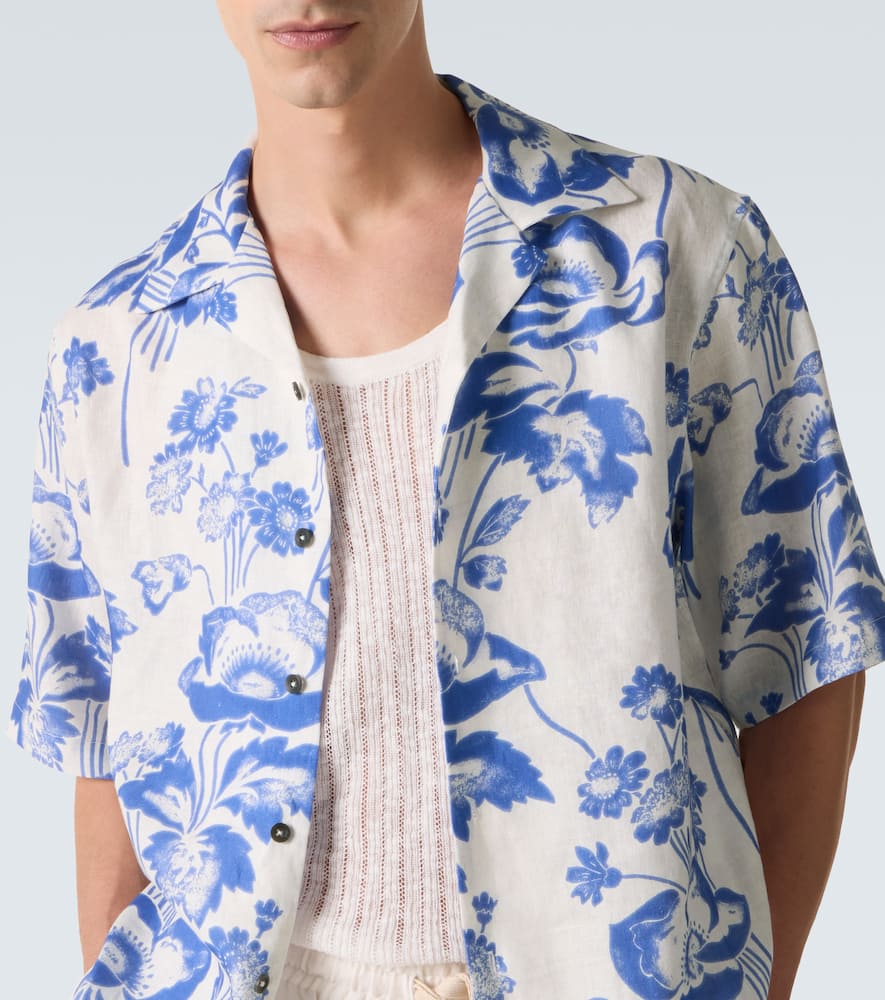Floral linen bowling shirt