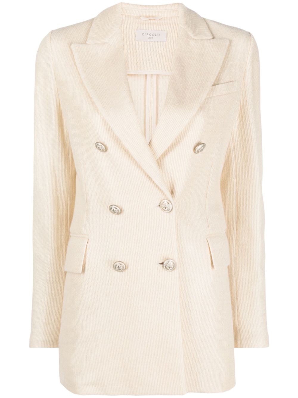 Double-breasted textured blazer - Neutrals