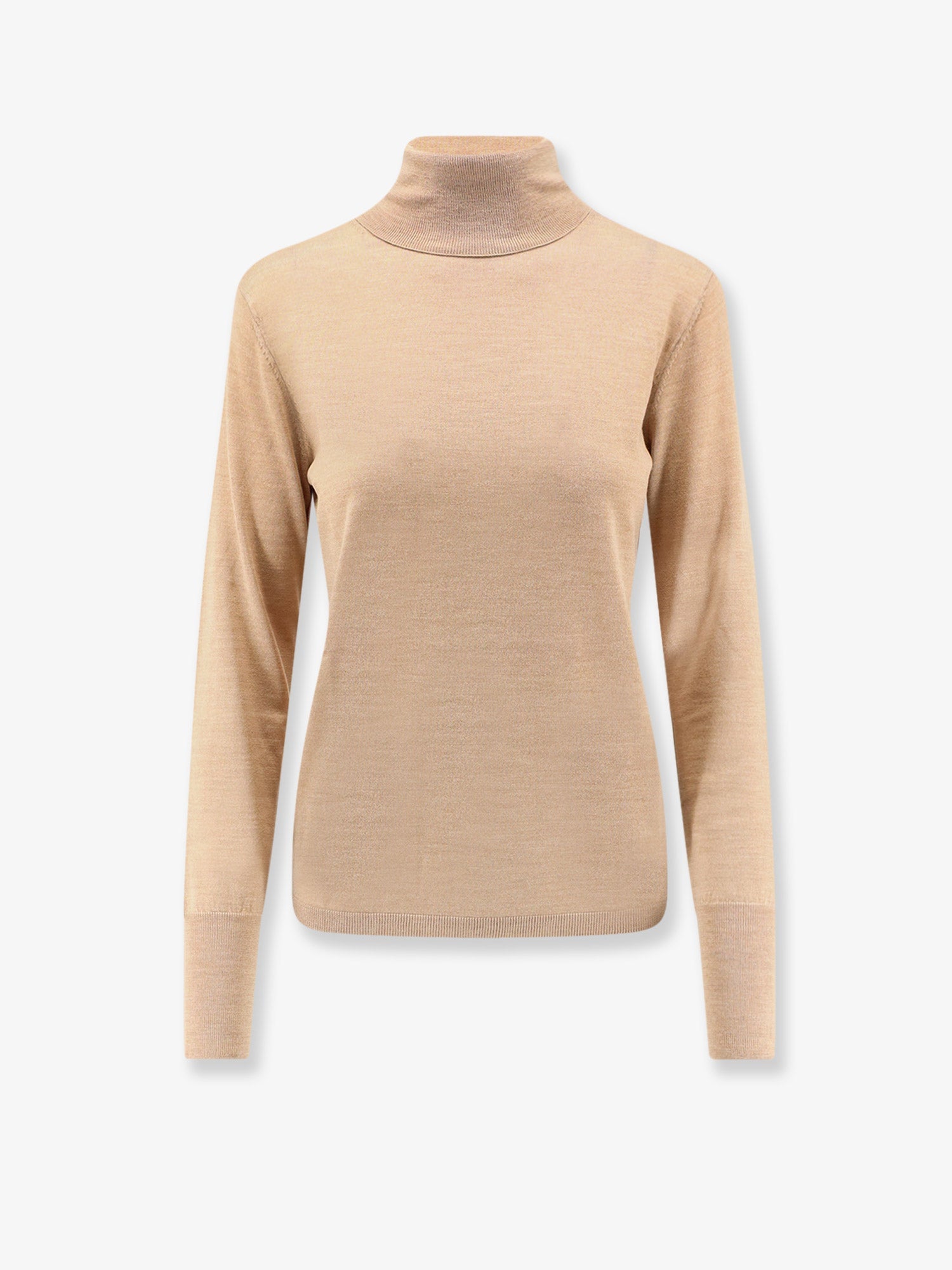 Virgin Wool Turtleneck Sweater — Beige