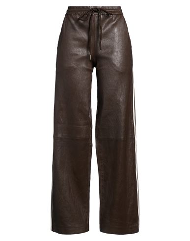 Woman Pants Dark brown Size S Lambskin
