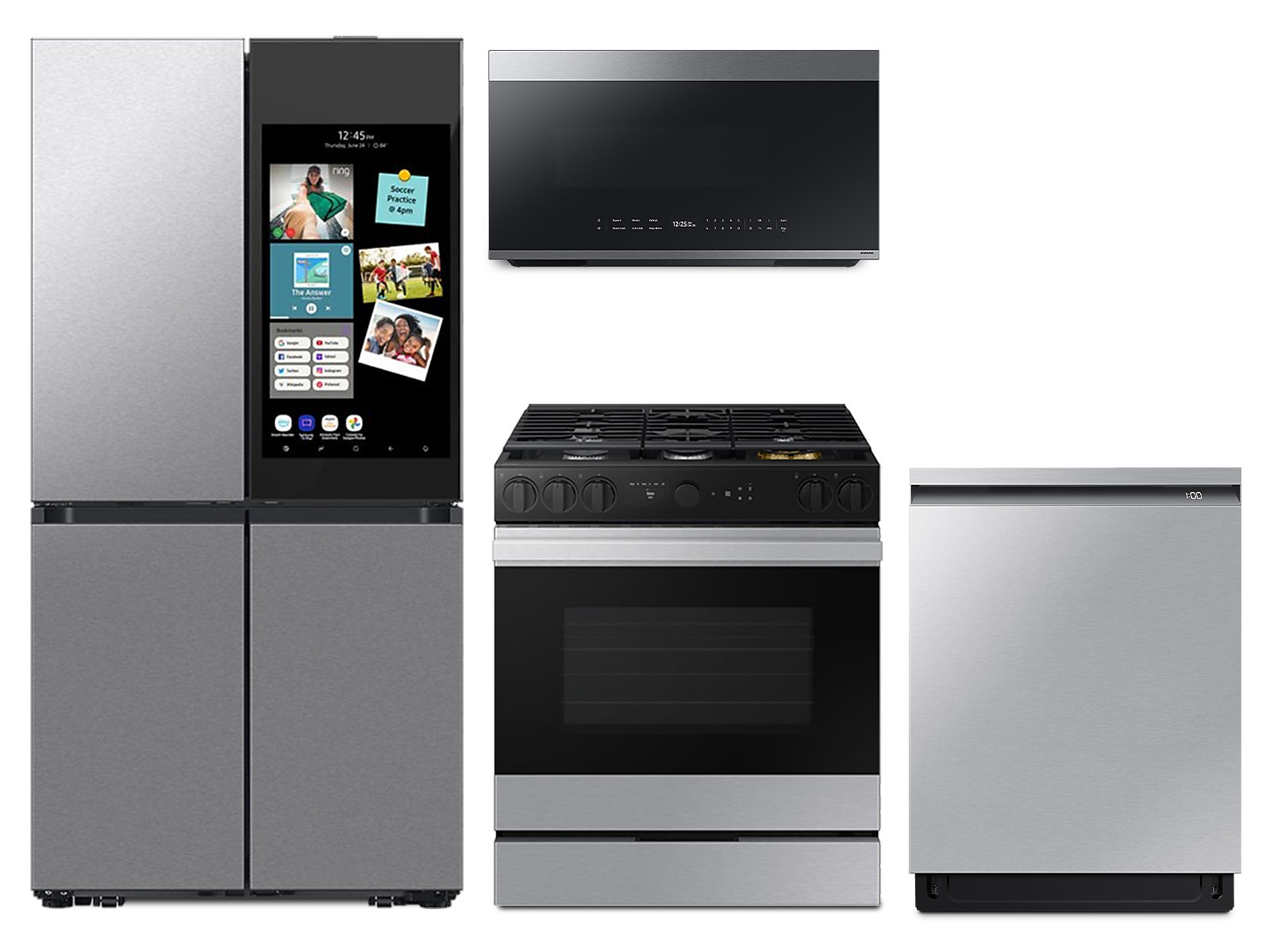 Bespoke Stainless Steel Kitchen Package with 4-Door Package with 4-Door Flex Refrigerator with AI Family Hub™+(BNDL-1708109506543)