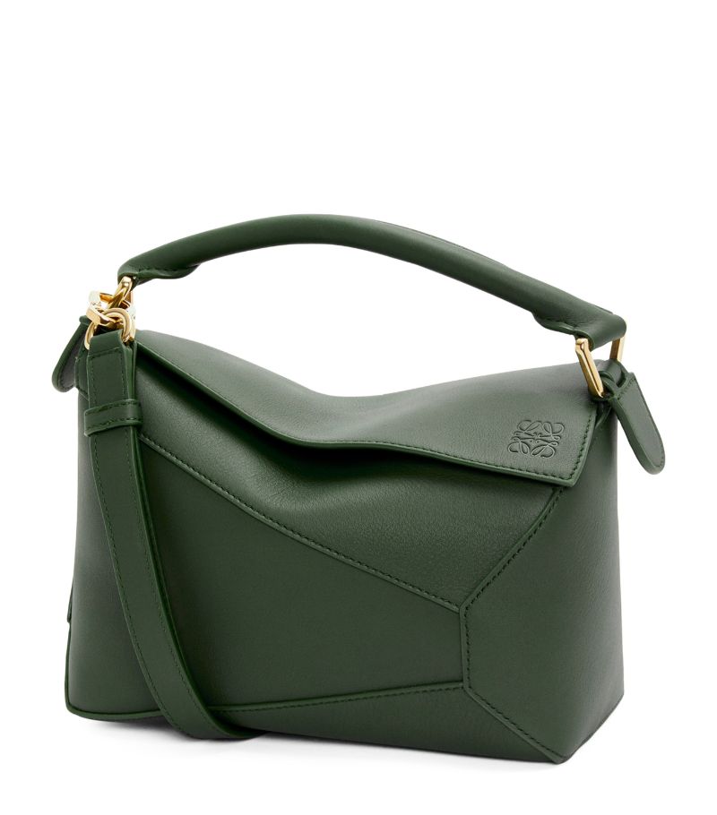 Small Leather Puzzle Edge Top-Handle Bag