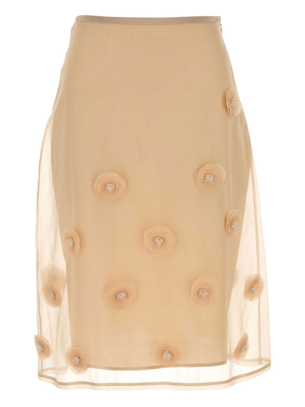 Max Mara Ombrosa floral-embellished midi skirt - Neutrals