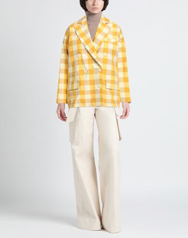 Woman Blazer Yellow Size 2 Cotton, Polyester