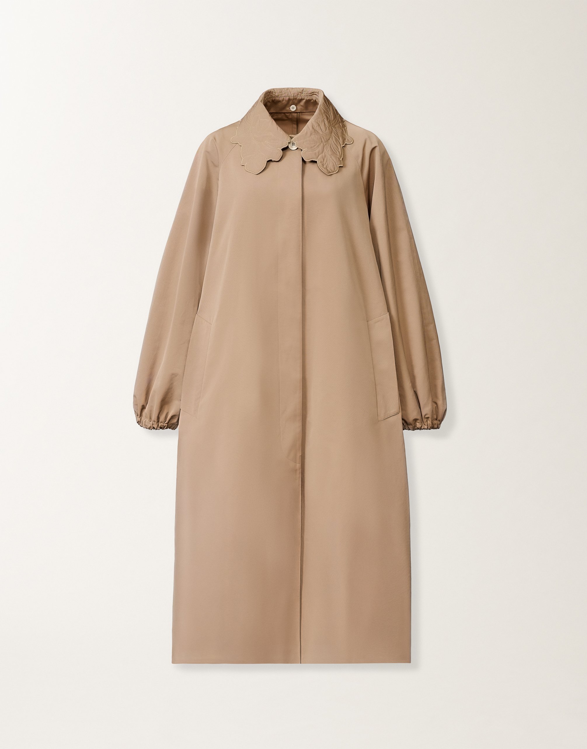 Long trench coat in ottoman, mud
