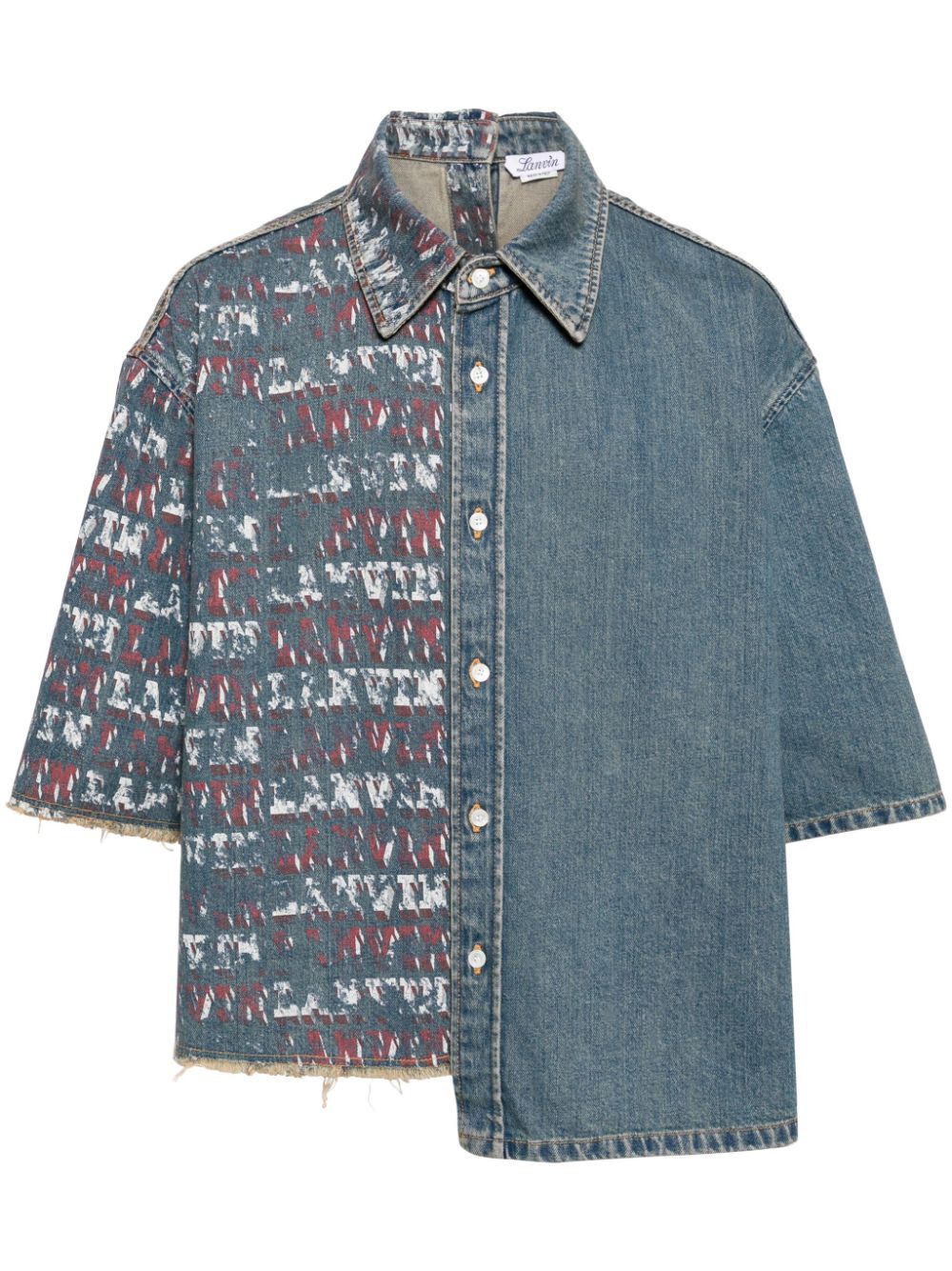 X Future asymmetric denim shirt - Blue