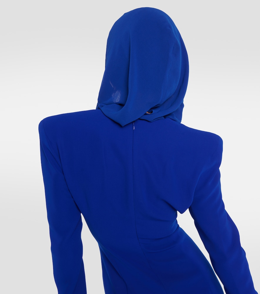 Hooded crêpe maxi dress