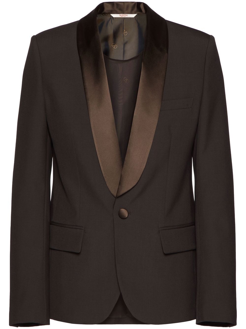 Contrasting-lapels single-breasted blazer - Brown