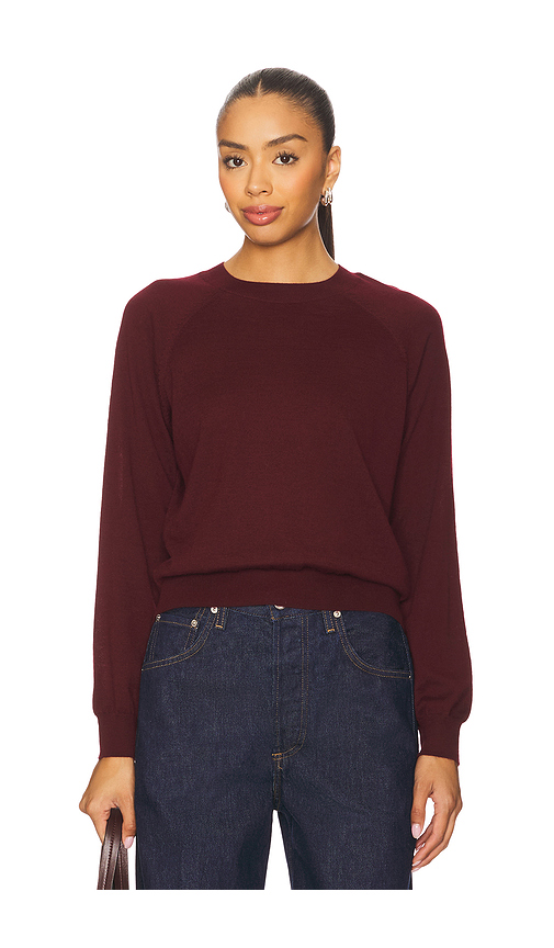 SPRWMN Long Sleeve Raglan Sweater in Wine. L. Also in