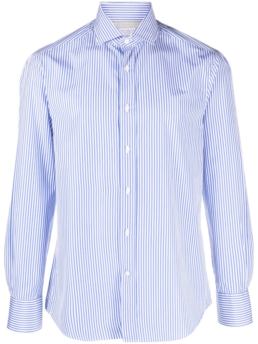Striped long-sleeved cotton shirt - Blue