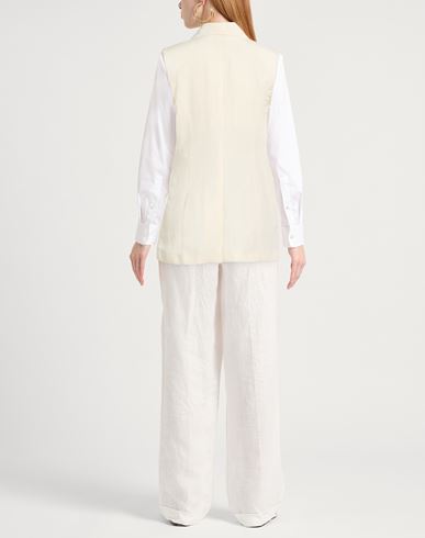 Woman Blazer Cream Size 4 Viscose, Linen
