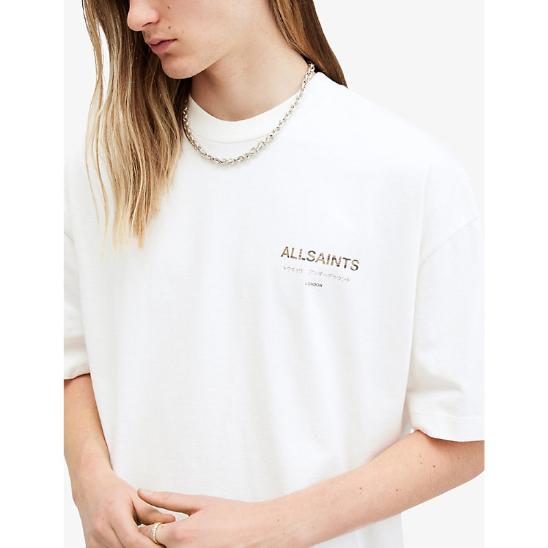 Mens Ashen White Underground Camo Brand-print Cotton-jersey T-shirt