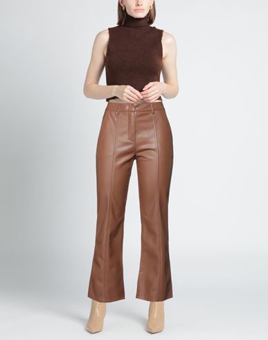 Woman Pants Brown Size 10 Polyurethane, Polyester