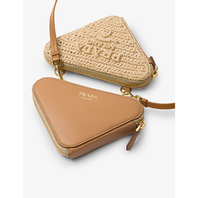 Womens Neutral Triangle-shaped Woven Cross-body bag 