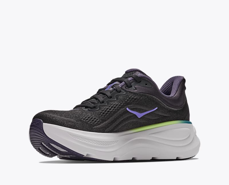 HOKA Women's Bondi 9 Shoes in Black/Neon Dragonfruit
