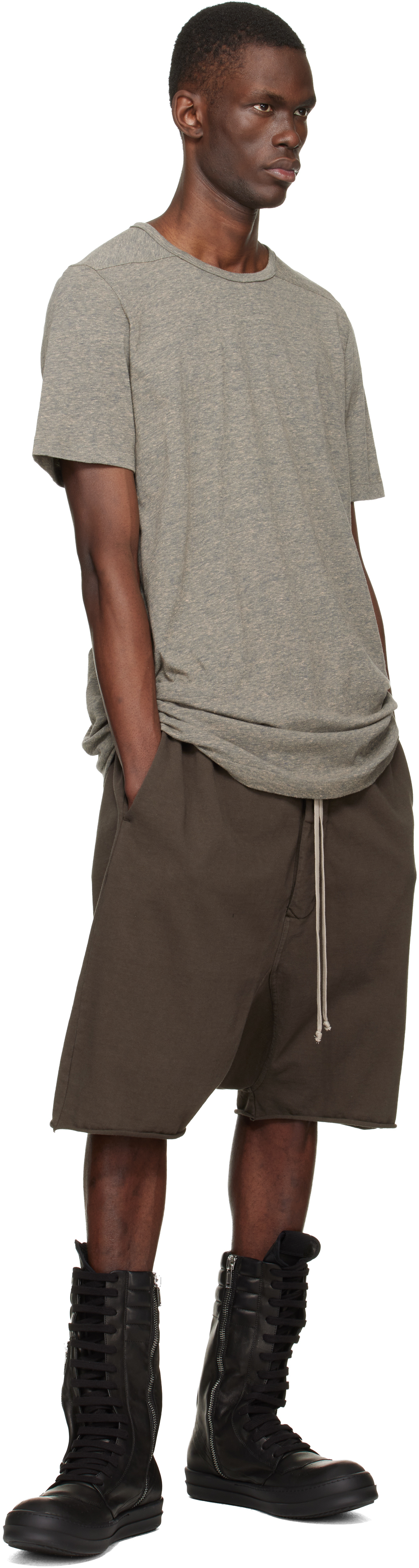 Brown Temple Drawstring Pod Shorts