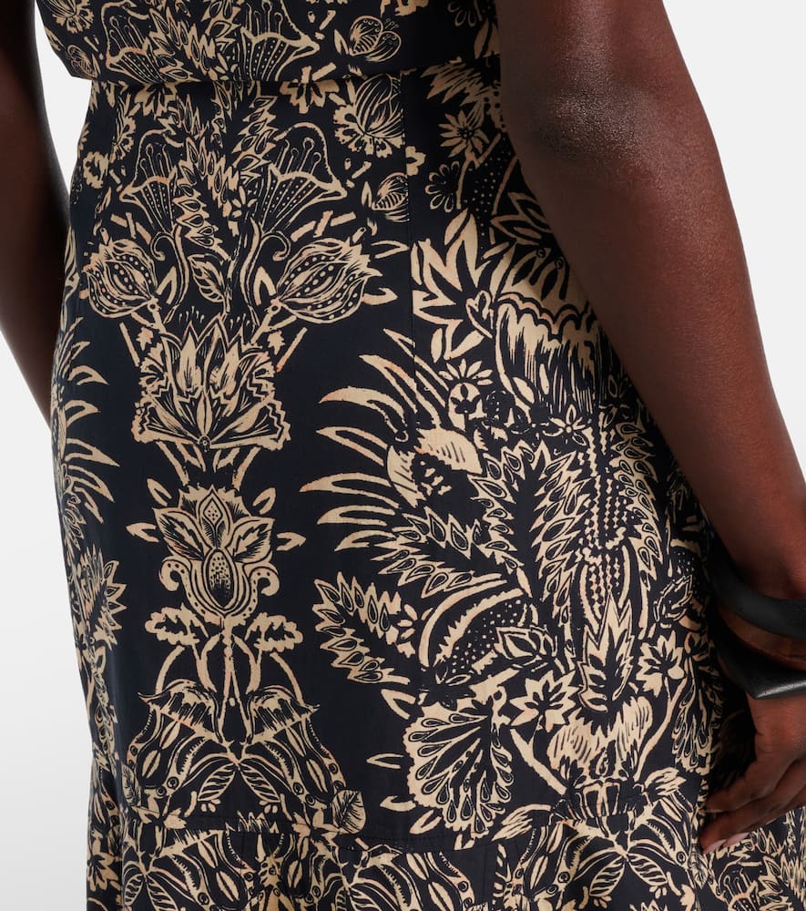 Clarisse printed cotton poplin midi skirt