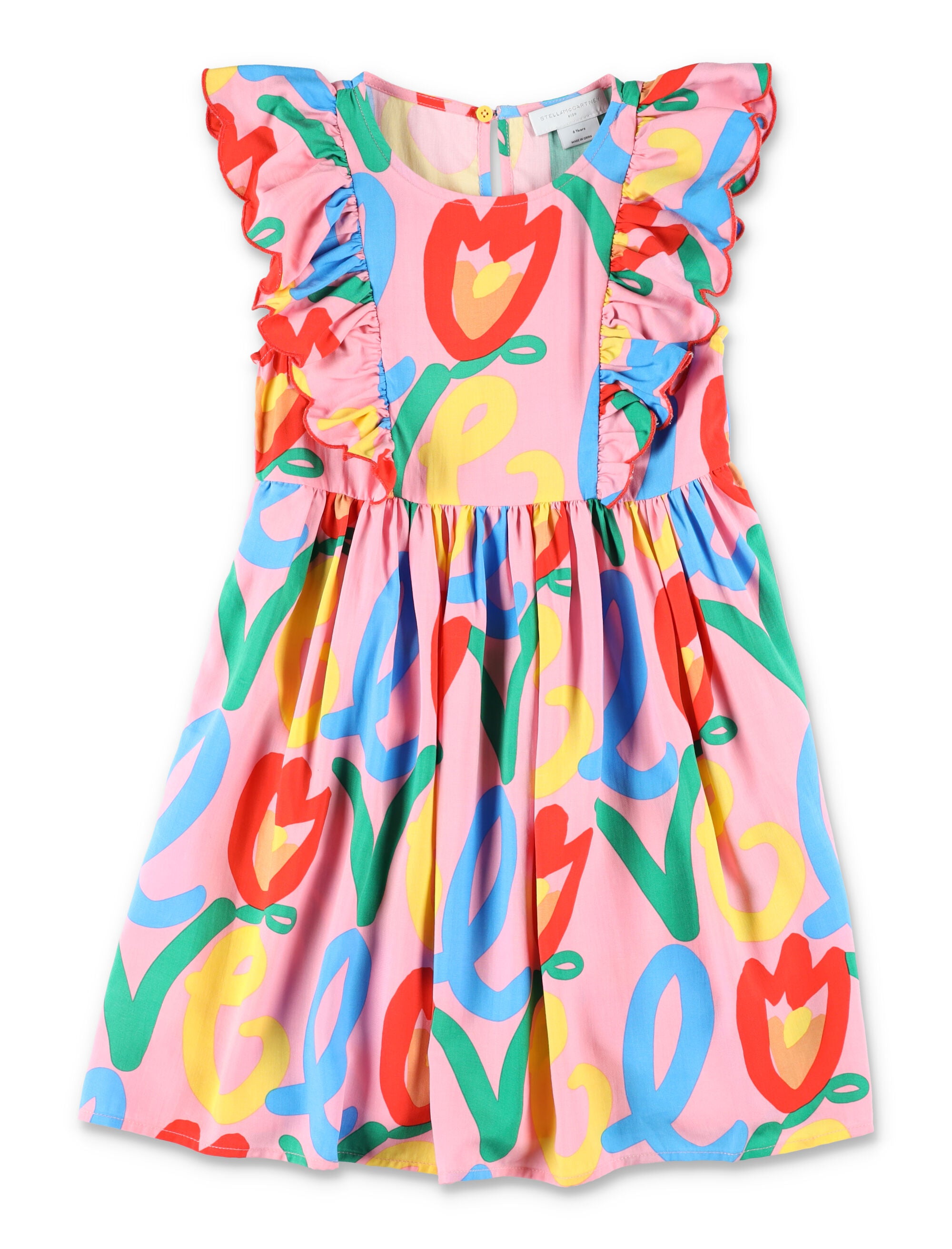 Mini Sleeveless Dress with Love Print for Girls