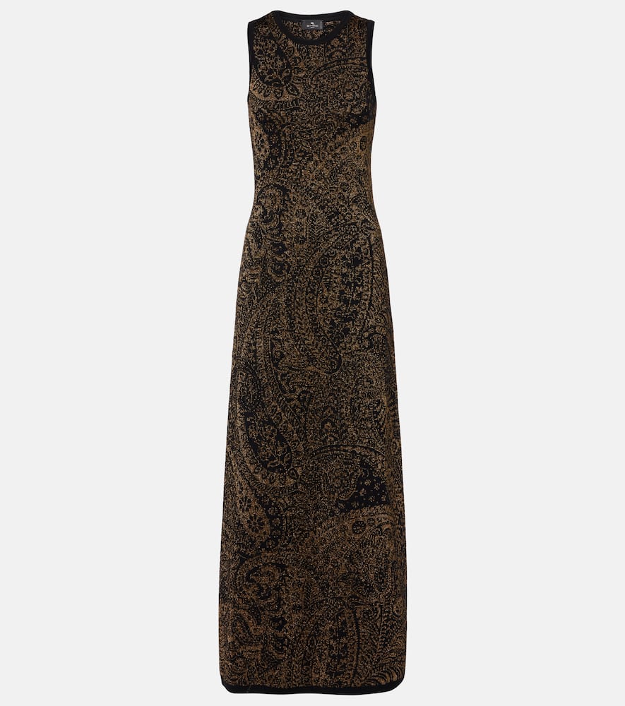 Wool-blend jacquard midi dress
