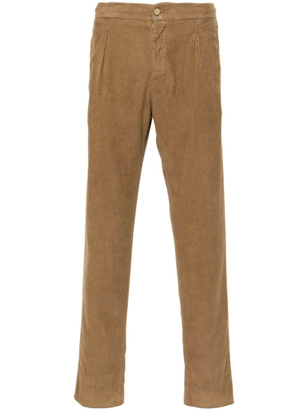 Cotton Corduroy Slim-Cut Trousers — Camel