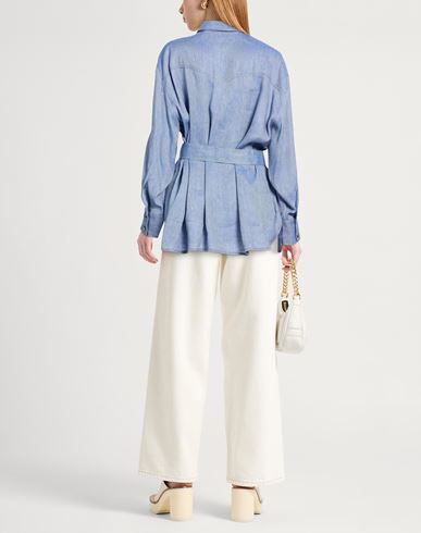 Woman Shirt Blue Size 4 Linen, Viscose
