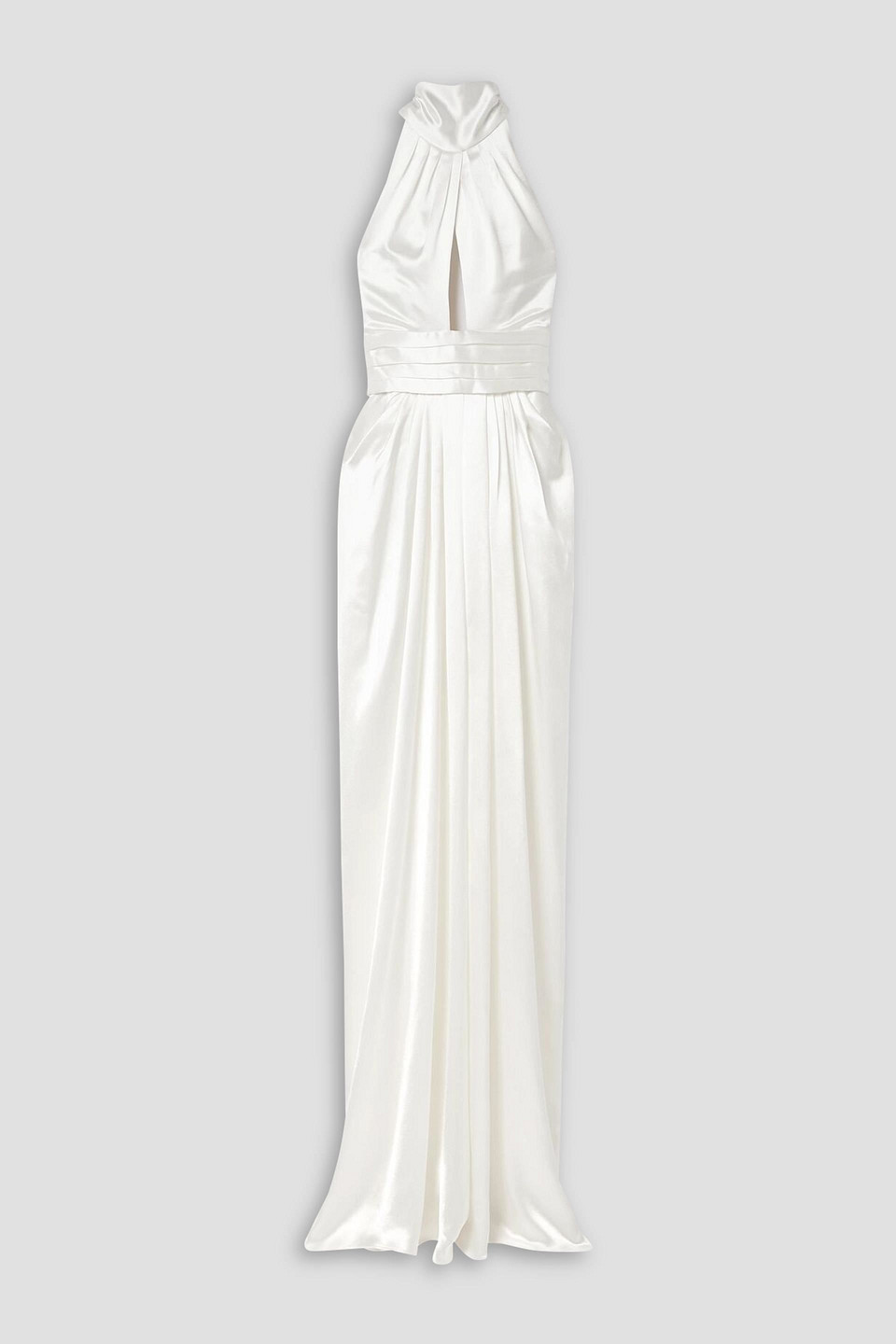 Magnolia pleated silk-charmeuse halterneck gown