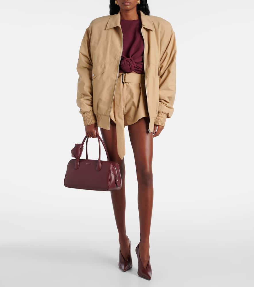 Oversized cotton-blend bomber jacket